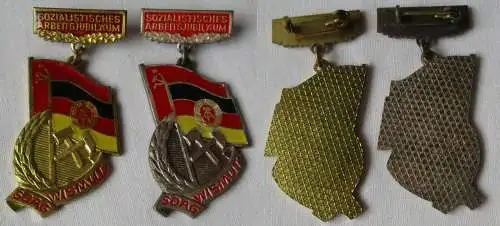 2 DDR Abzeichen SDAG Wismut Sozialistisches Arbeitsjubiläum Gold, Silber /149993