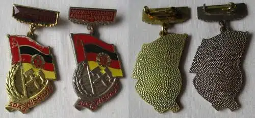 2 DDR Abzeichen SDAG Wismut Sozialistisches Arbeitsjubiläum Gold, Silber /149941