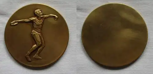 alte vergoldete Sport Medaille mit Diskuswerfer (141534)