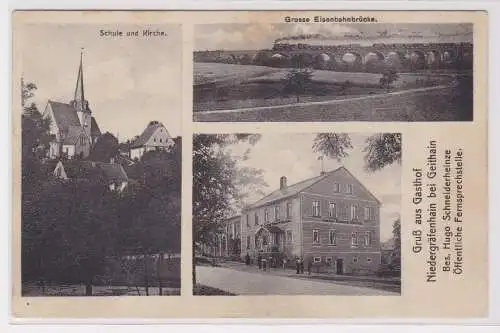 900926 Mehrbild Ak Gruß aus Gasthof Niedergräfenhein bei Geithain 1929