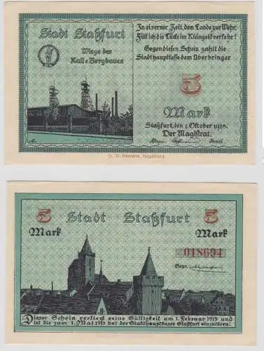 5 Mark Banknote Notgeld Stadt Staßfurt 1.10.1918 kassenfrisch (144654)