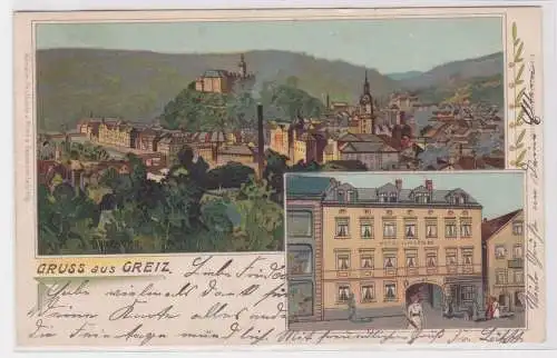 900526 Mehrbild Ak Gruß aus Greiz Hotel zum Löwen 1902
