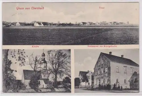 900407 Mehrbild Ak Gruß aus Ebersbach Restaurant zur Königsbuche 1913