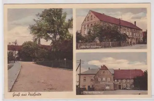 901043 Mehrbild Ak Gruß aus Priessnitz unterer & oberer Gasthof 1940