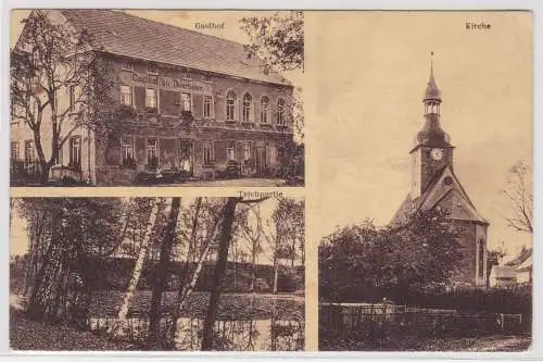 900385 Mehrbild Ak Thierbaum Gasthof, Kirche, Teichpartie 1935
