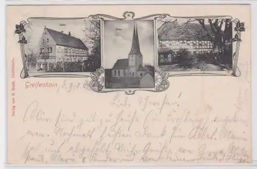 900685 Mehrbild Ak Greifenhain Schule, Kirche, Pfarrhaus 1902