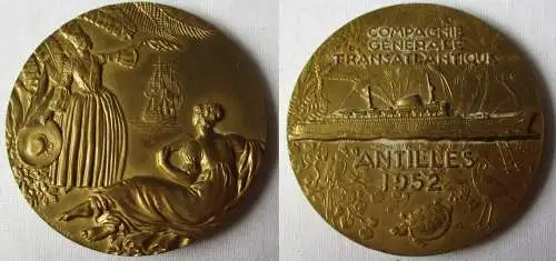 Frankreich Medaille 1952 Compagnie Générale Transatlantique "Antilles" (101569)