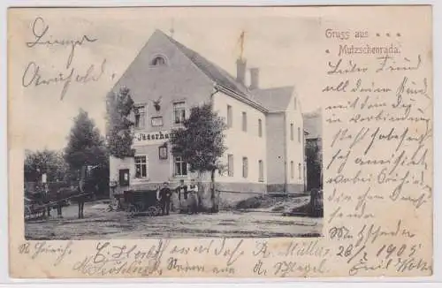 900319 Ak Gruß aus Mutzschenroda Gasthof Jägerhaus 1905
