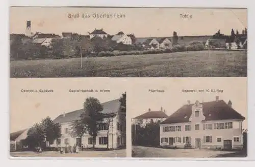 63993 Mehrbild Ak Gruß aus Oberfahlheim - Ökonomie-Gebäude, Pfarrhaus, Totale