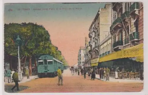 99209 Ak Tunis Tunesien - Allee Jules Ferry mit la Marsa Straßenbahn um 1910
