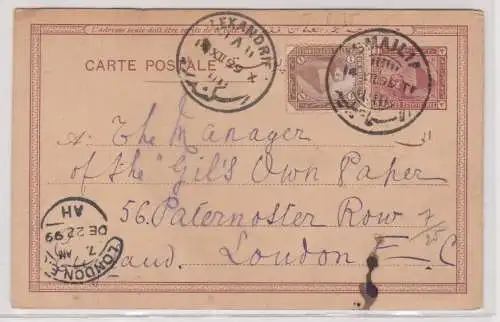 37595 alte Ganzsachen Postkarte Ägypten Egypt nach London 1899