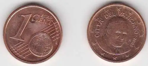 1 Cent Kupfer Münze Vatikan 2008 Papst Benedikt XVI. (117918)