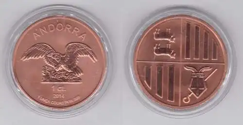 1 Cent Kupfer Münze Andorra 2014 1 Oz Copper 1 Unca Coure Pur .999 (113146)