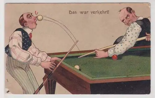 51449 Künstler Präge AK Das war verkehrt! Männer beim Billard 1909