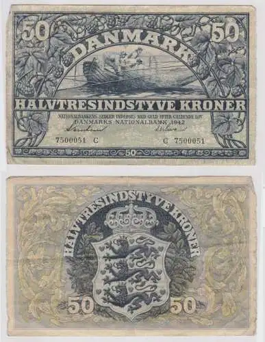 50 Kronen Banknote Dänemark 1942 Pick 32 (154482)