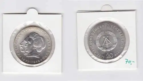 DDR Gedenk Münze 20 Mark Liebknecht Luxemburg 1971 Silber (134672)