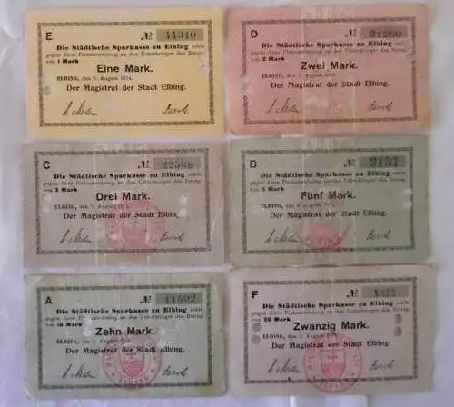 6 Banknoten Inflation Städtische Sparkasse zu Elbing 1914 (131791)