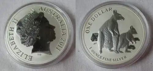 1 Dollar Silber Münze Australien Kangaroo Känguru 2011 1 Unze Ag (134396)