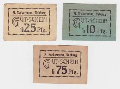 3 Banknoten Gutschein Notgeld Nabburg Firma M.Neckermann (121930)