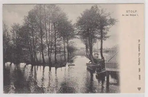 98410 Ak Stolp Słupsk in Pommern an der Stolpe mit Boot um 1904