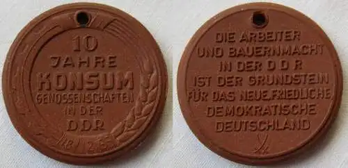 Meissner Porzellan Medaille 10 Jahre Konsum Genossenschaften DDR 1955 (149555)