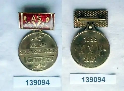 DDR Jubiläumsmedaille XXV Jahre ASV Armeesportvereinigung Vorwärts 1981 (139094)