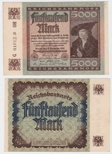 5000 Mark Banknote Berlin 2.12.1922 Rosenberg 80 b (140185)