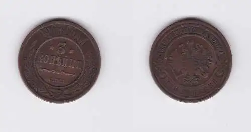 3 Kopeken Kupfer Münze Russland 1908 (126864)