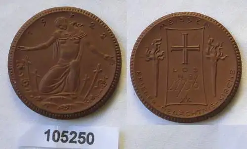 Medaille aus Meißner Porzellan Krieger Gedächtniskirche 1922 (105250)
