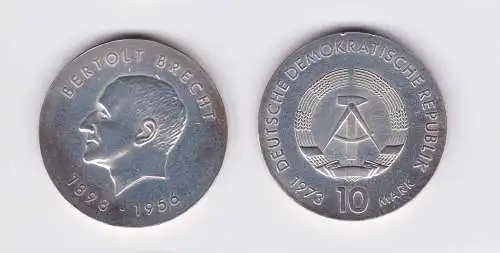 DDR Gedenk Silber Münze 10 Mark Bertholt Brecht 1973 (109192)