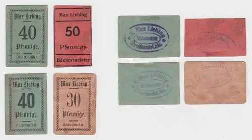 4 Banknoten Notgeld Bäckermeister Max Liebing Groitzsch um 1920 (138641)