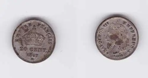 20 Centimes Silber Münze Frankreich Napoleon III. 1867 (127380)