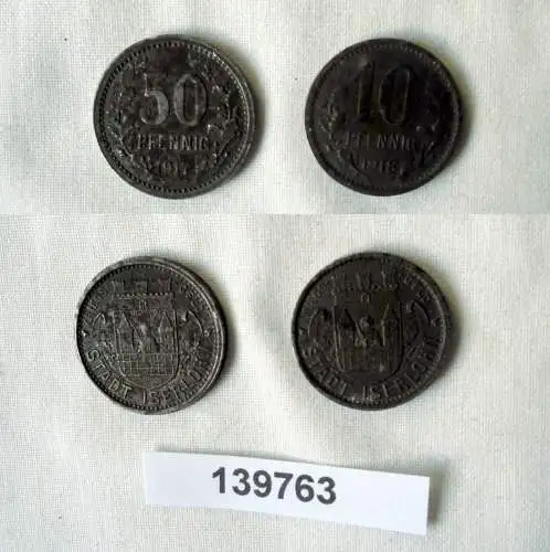 10 & 50 Pfennig Eisen Notgeld Münzen Stadt Iserlohn 1917/1918 (139763)