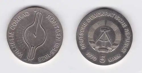 DDR Gedenk Münze 5 Mark Wilhelm Conrad Röntgen 1970 (105700)
