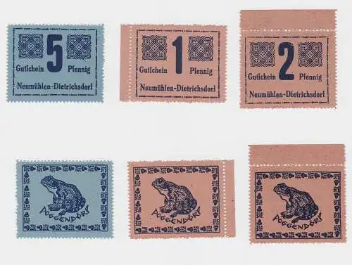 3 Banknoten Notgeld Neumühlen Dietrichsdorf ohne Datum (126095)