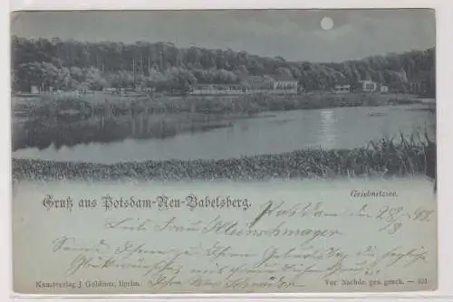47480 Mondschein AK Gruss aus Potsdam-Neu-Babelsberg Griebnitzsee 1898