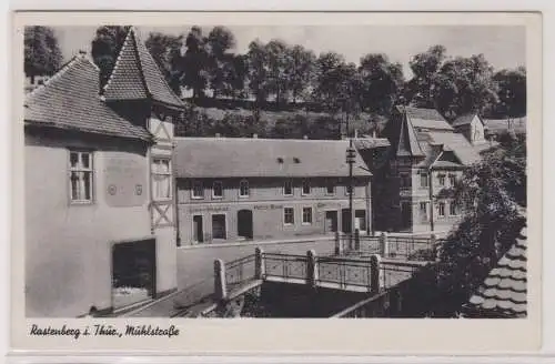 24024 Ak Ratenburg in Thüringen - Mühlstraße mit Gasttube und Pension 1951