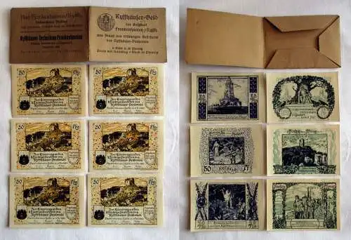 6 x 50 Pfennig Banknoten Notgeld Bad Frankenhausen 1921 mit Hülle (148721)
