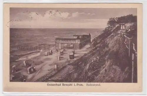 69351 Ak Ostseebad Rewahl i. Pommern - Badestrand 1923