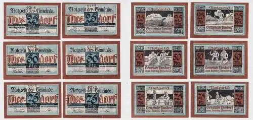 25 - 75 Pfennig Banknote Notgeld Gemeinde Thesdorf 1921 (136070)