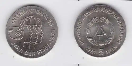 DDR Gedenk Münze 5 Mark Internationales Jahr der Frau 1975 Stempelglanz (137033)
