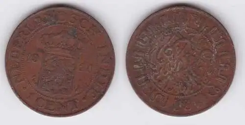 1 Cent Kupfer Münze Niederländisch Indien 1920 (110865)