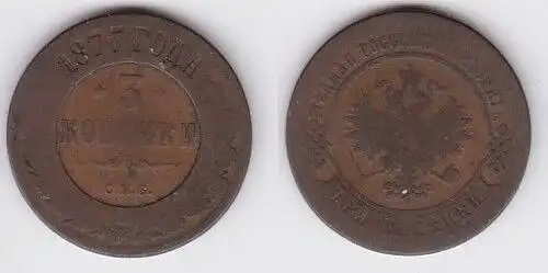 3 Kopeken Kupfer Münze Russland 1877 С.П.Б. (123833)
