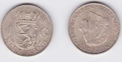 1 Gulden Silber Münze Niederlande 1966 (125076)