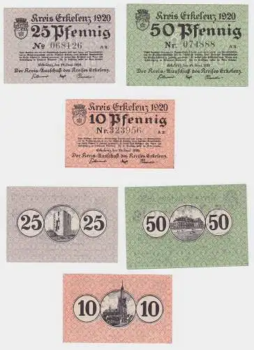 3 Banknoten Notgeld Kreis Erkelenz 24.Juni 1920 (120541)