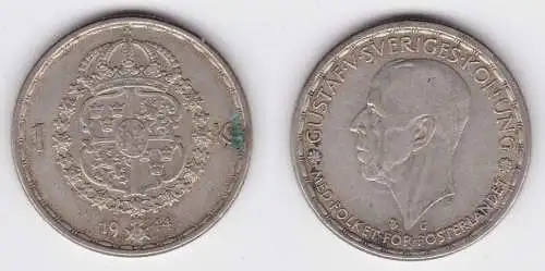 1 Krone Silber Münze Schweden 1944 (124054)
