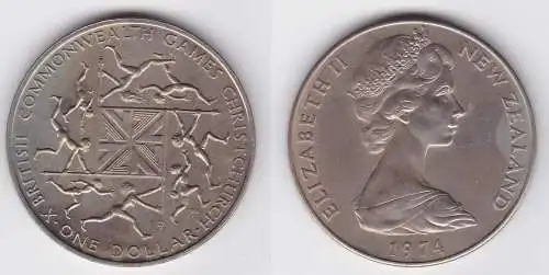 1 Dollar Nickel Münze Neuseeland 1974 Commonwealthgames (124577)