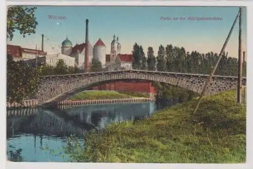 99848 AK Wurzen - Partie an der Mühlgrabenbrücke 1914