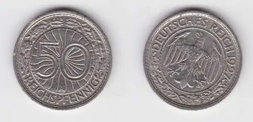 50 Pfennig Nickel Münze Weimarer Republik 1927 A ss (130092)