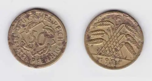 50 Rentenpfennig Messing Münze Weimarer Republik 1924 F Jäger 310 (130232)